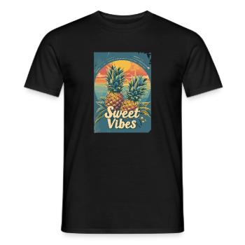 Ananas-Sonnenbrille Obst Retro-Stil für - Männer T-Shirt - Schwarz - Vorne - AI Model Male 178 light (178cm)