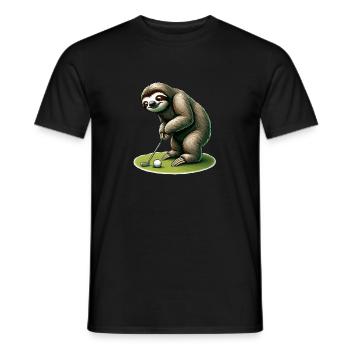 Lustiges Faultier beim Golfen - Männer T-Shirt - Schwarz - Vorne - AI Model Male 178 light (178cm)