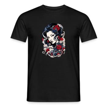 Geisha Kunst Japanische Kultur Floraler Kimono - Männer T-Shirt - Schwarz - Vorne - AI Model Male 178 light (178cm)