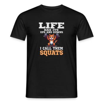 Lustige Katze Squat Gym Workout Fitness für - Männer T-Shirt - Schwarz - Vorne - AI Model Male 178 light (178cm)