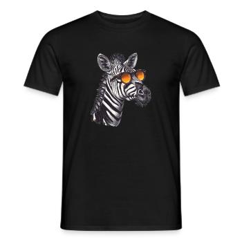 Lustiges Zebra mit Sonnenbrille Retro Stil für - Männer T-Shirt - Schwarz - Vorne - AI Model Male 178 light (178cm)