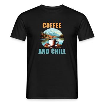 Kaffee und Chill Vintage Berg Natur-Szene - Männer T-Shirt - Schwarz - Vorne - AI Model Male 178 light (178cm)