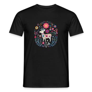 Reh Waldlandschaft Farn Hirsch für Naturfreunde - Männer T-Shirt - Schwarz - Vorne - AI Model Male 178 light (178cm)