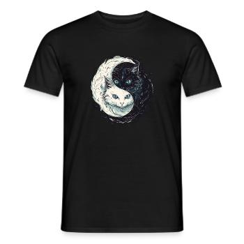 Yin Yang Katzen Katzenkunst für einen - Männer T-Shirt - Schwarz - Vorne - AI Model Male 178 light (178cm)