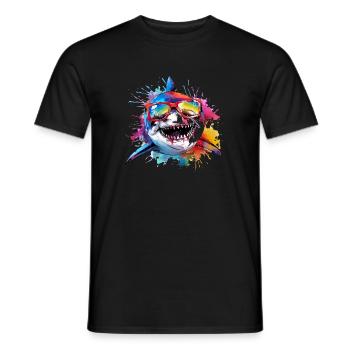 Lustiger Hai mit Sonnenbrille Kunst Shark - Männer T-Shirt - Schwarz - Vorne - AI Model Male 178 light (178cm)