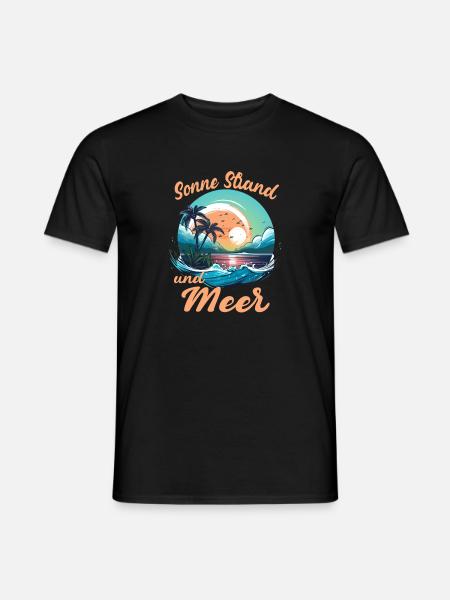 Sonne Strand Meer Sonnenuntergang für Strand - Männer T-Shirt - Schwarz