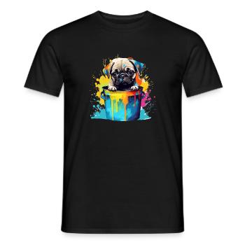Mops Niedlicher Hund Farbeimer - Männer T-Shirt - Schwarz - Vorne - AI Model Male 178 light (178cm)