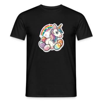 Einhorn Ostern für Kinder Regenbogen und Eier für - Männer T-Shirt - Schwarz - Vorne - AI Model Male 178 light (178cm)
