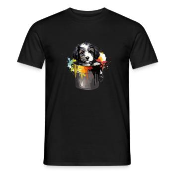Niedlicher Hund Farbeimer für einen Hundebesitzer - Männer T-Shirt - Schwarz - Vorne - AI Model Male 178 light (178cm)