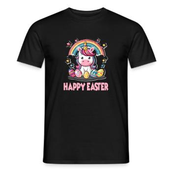 Einhorn Ostern für Kinder Regenbogen und Eier für - Männer T-Shirt - Schwarz - Vorne - AI Model Male 178 light (178cm)