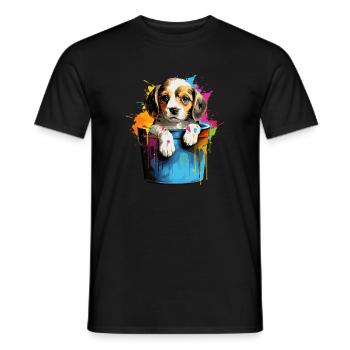 Beagle Niedlicher Hund Farbeimer - Männer T-Shirt - Schwarz - Vorne - AI Model Male 178 light (178cm)