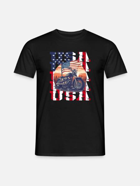 Vintage American Flag Motorrad Patriotisch - Männer T-Shirt - Schwarz