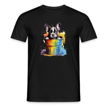 Französische Bulldogge Niedlicher Hund Farbeimer - Männer T-Shirt - Schwarz - Vorne - AI Model Male 178 light (178cm)