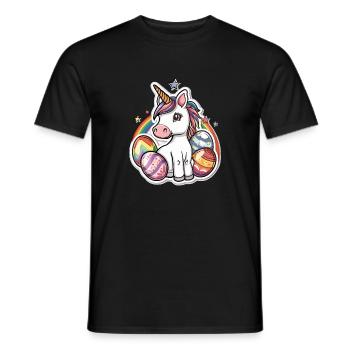 Einhorn Ostern für Kinder Regenbogen und Eier für - Männer T-Shirt - Schwarz - Vorne - AI Model Male 178 light (178cm)