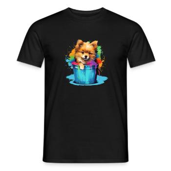 Zwergspitz Niedlicher Pomeranian Hund Farbeimer - Männer T-Shirt - Schwarz - Vorne - AI Model Male 178 light (178cm)