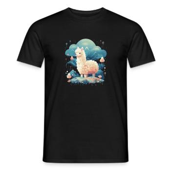 Alpaka Lama Blumen für Alpakaliebhaber - Männer T-Shirt - Schwarz - Vorne - AI Model Male 178 light (178cm)