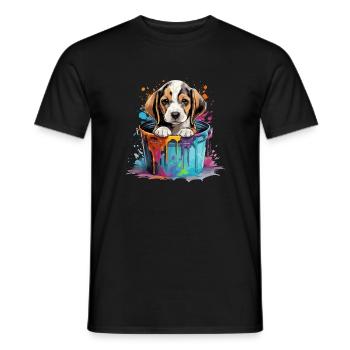 Beagle Niedlicher Hund Farbeimer - Männer T-Shirt - Schwarz - Vorne - AI Model Male 178 light (178cm)