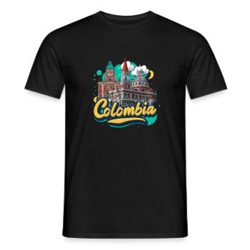Kolumbien Stadtbild mit künstlerischem Skyline - Männer T-Shirt - Schwarz - Vorne - AI Model Male 178 light (178cm)