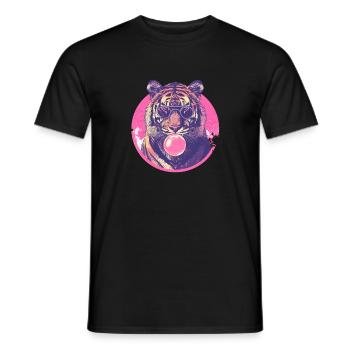 Tiger mit Sonnenbrille Bubblegum für einen Tiger - Männer T-Shirt - Schwarz - Vorne - AI Model Male 178 light (178cm)