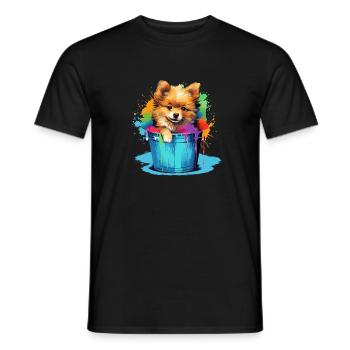 Zwergspitz Niedlicher Pomeranian Hund Farbeimer - Männer T-Shirt - Schwarz - Vorne - AI Model Male 178 light (178cm)