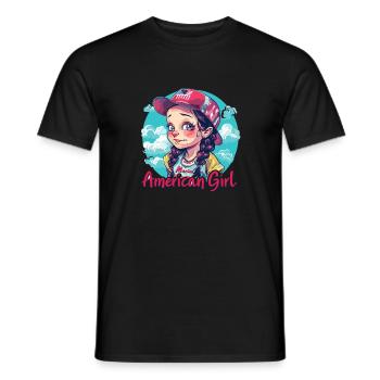 Patriotisches Amerikanisches Mädchen USA für - Männer T-Shirt - Schwarz - Vorne - AI Model Male 178 light (178cm)