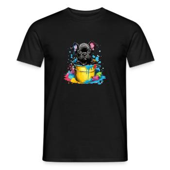 Französische Bulldogge Niedlicher Hund Farbeimer - Männer T-Shirt - Schwarz - Vorne - AI Model Male 178 light (178cm)