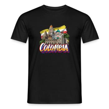 Kolumbien Stadtbild mit künstlerischem Skyline - Männer T-Shirt - Schwarz - Vorne - AI Model Male 178 light (178cm)