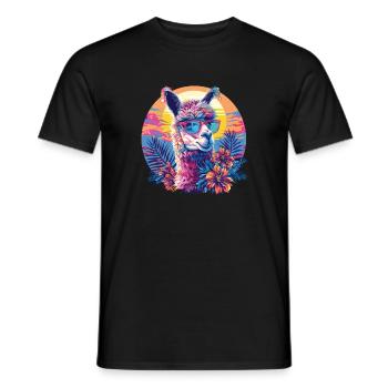 Alpaka Lama Blumen für Alpakaliebhaber - Männer T-Shirt - Schwarz - Vorne - AI Model Male 178 light (178cm)