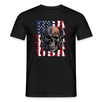Vintage drapeau américain moto patriotique - T-shirt homme - noir - Devant - AI Model Male 178 light (178cm)