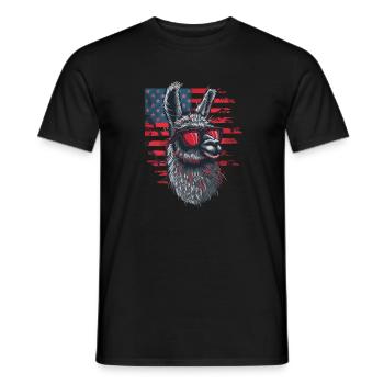 Coole Amerika Llama Sonnenbrille Patriotisch - Männer T-Shirt - Schwarz - Vorne - AI Model Male 178 light (178cm)