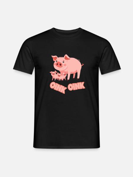 Schweinchen Schwein Oink - Männer T-Shirt - Schwarz