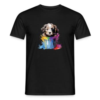 Niedlicher Hund Farbeimer für einen Hundebesitzer - Männer T-Shirt - Schwarz - Vorne - AI Model Male 178 light (178cm)
