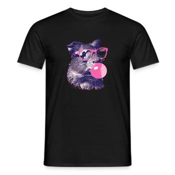 Meerschweinchen mit Sonnenbrille Bubblegum - Männer T-Shirt - Schwarz - Vorne - AI Model Male 178 light (178cm)