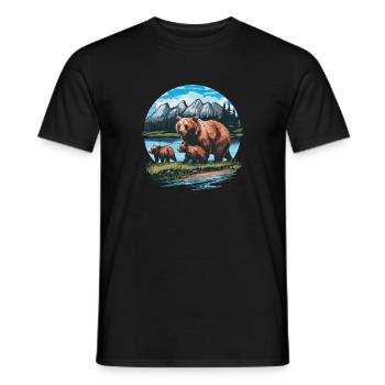 Majestätischer Bergbär Familie Wildlife Natur - Männer T-Shirt - Schwarz - Vorne - AI Model Male 178 light (178cm)