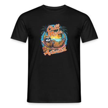 Chill-Modus Aktiviert Faultier Hängematte Strand - Männer T-Shirt - Schwarz - Vorne - AI Model Male 178 light (178cm)