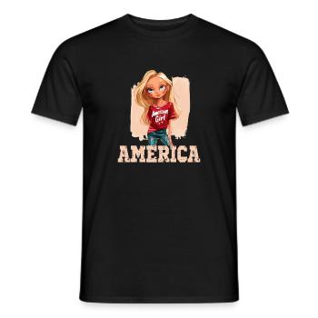 Patriotisches Amerikanisches Mädchen USA für - Männer T-Shirt - Schwarz - Vorne - AI Model Male 178 light (178cm)