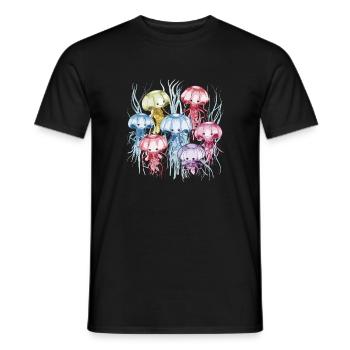 Qualle Schwarm Sea Beach Meduse Marine Diver - Männer T-Shirt - Schwarz - Vorne - AI Model Male 178 light (178cm)