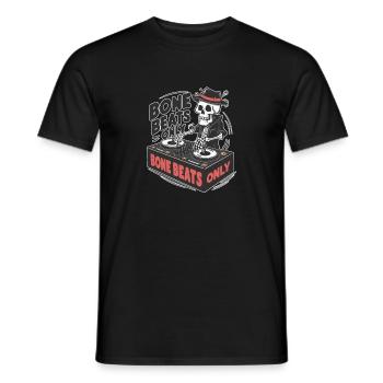 Bone Beats Only Vintage Skeleton DJ Mixing Musik - Männer T-Shirt - Schwarz - Vorne - AI Model Male 178 light (178cm)