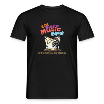Eat Sleep Music Repeat Faultier für einen - Männer T-Shirt - Schwarz - Vorne - AI Model Male 178 light (178cm)