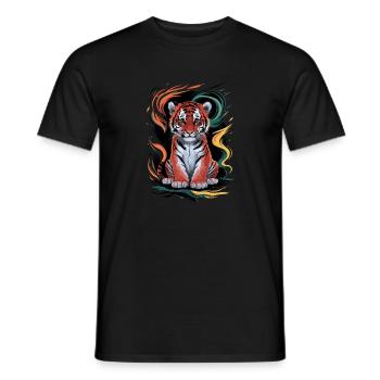 Lustiger Tiger für Kinder für Kinder - Männer T-Shirt - Schwarz - Vorne - AI Model Male 178 light (178cm)