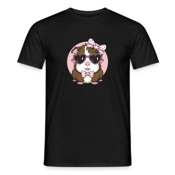 Coole Meerschweinchen mit Herz-Sonnenbrille - Männer T-Shirt - Schwarz - Vorne - AI Model Male 178 light (178cm)