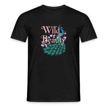 Bunter Pfau Wild And Beauty für Ornithologe - Männer T-Shirt - Schwarz - Vorne - AI Model Male 178 light (178cm)