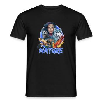 Natur Wolf Eule Schildkröte Frau für - Männer T-Shirt - Schwarz - Vorne - AI Model Male 178 light (178cm)