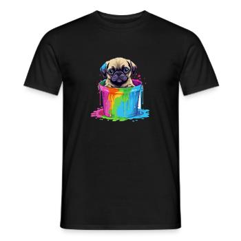 Mops Niedlicher Hund Farbeimer - Männer T-Shirt - Schwarz - Vorne - AI Model Male 178 light (178cm)