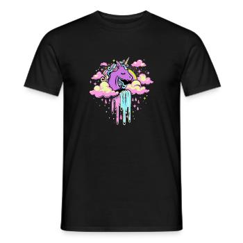 Verträumtes Regenbogen-Einhorn Himmel für Kinder - Männer T-Shirt - Schwarz - Vorne - AI Model Male 178 light (178cm)