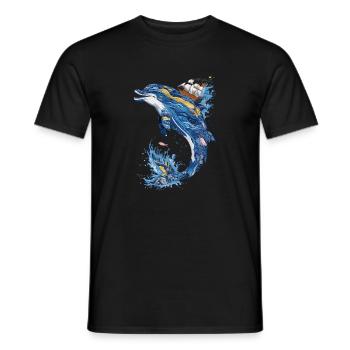 Ozean Wellen Segeln Abenteuer Delphin - Männer T-Shirt - Schwarz - Vorne - AI Model Male 178 light (178cm)