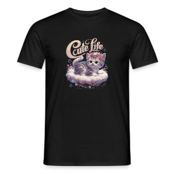 Bezaubernde Baby Katze Blumen Wolke Träumen für - Männer T-Shirt - Schwarz - Vorne - AI Model Male 178 light (178cm)