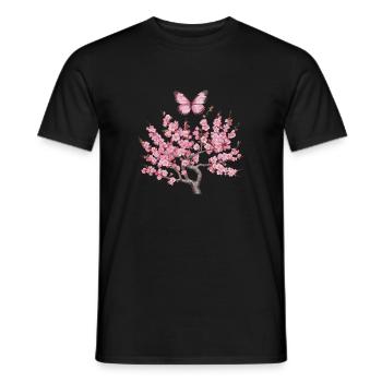 Kirschblüte Japanisch Schmetterling für einen - Männer T-Shirt - Schwarz - Vorne - AI Model Male 178 light (178cm)