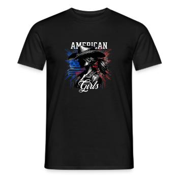 Patriotisches Amerikanisches Mädchen USA für - Männer T-Shirt - Schwarz - Vorne - AI Model Male 178 light (178cm)
