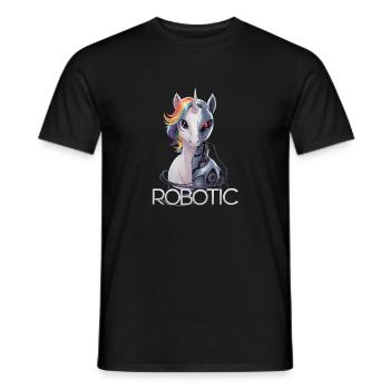 Lustiges Einhorn Roboter Robotic Kuscheln Cyborg - Männer T-Shirt - Schwarz - Vorne - AI Model Male 178 light (178cm)